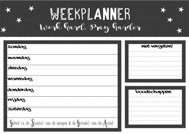 Op zoek naar een weekplanner? Download hier gratis.